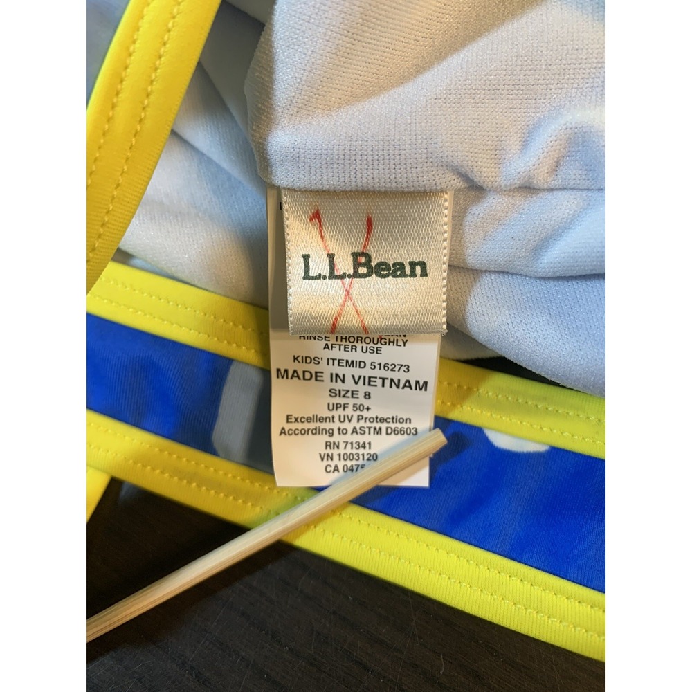 LL Bean Swim Top Tankini Girls Sz 8 Cloud Pattern  SPF 50 Cross Back Sun Smart - Picture 8 of 11
